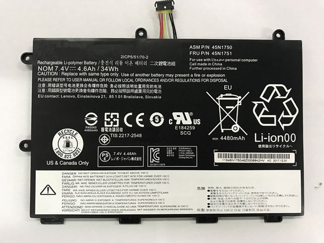 Batería para L12L4A02-4INR19/lenovo-45N1750